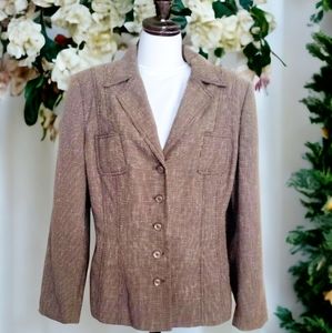 Dress Barn Brown Blazer Buttons, Tweed Jacket for Women, Plus Size